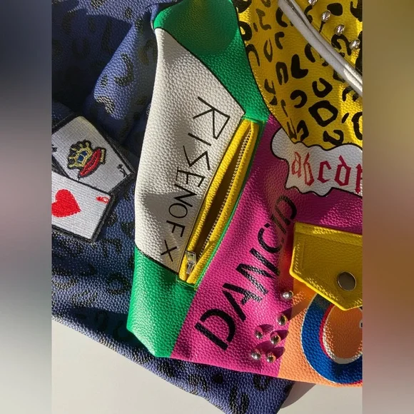 AZALEA WANG Studded Moto Jacket, Wonka Colors Rock Star Game Moto Jacket Sz: XL - Picture 15 of 16